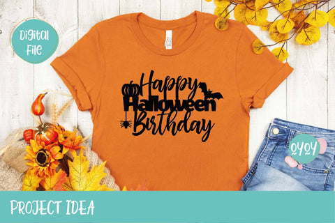 Happy Halloween Birthday Cake Topper SVG SVG OyoyStudioDigitals 
