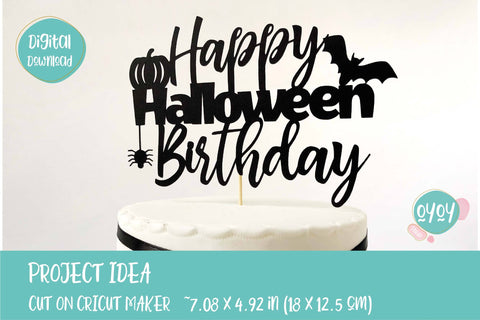 Happy Halloween Birthday Cake Topper SVG SVG OyoyStudioDigitals 