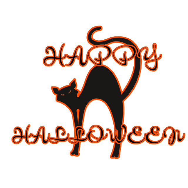 Happy halloween black cat png, orange happy halloween Spooky cat, Trick or treat sigh, Pumpkin orange Sublimation Whitetailcrafts 