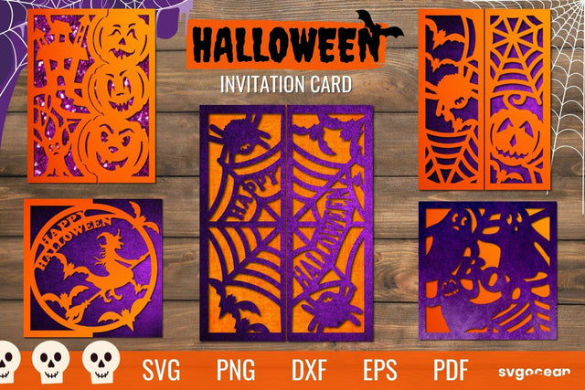 Happy Halloween Card Svg Template Bundle SVG SvgOcean 