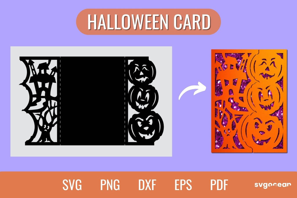 Happy Halloween Card Svg Template Bundle - So Fontsy