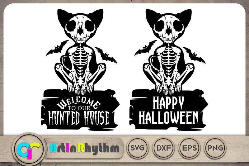 Happy Halloween Cat SVG / Welcome to our Hunted House SVG Artinrhythm shop 