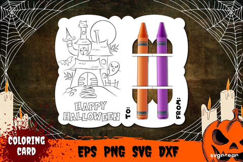Happy Halloween Coloring Card Svg SVG SvgOcean 