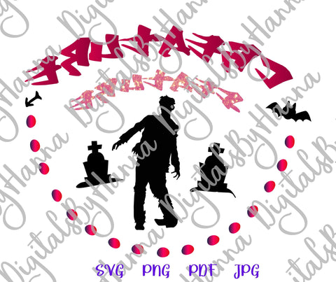 Happy Halloween Creature Feature Zombie Print & Cut SVG Digitals by Hanna 