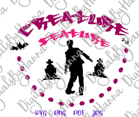 Happy Halloween Creature Feature Zombie Print & Cut SVG Digitals by Hanna 