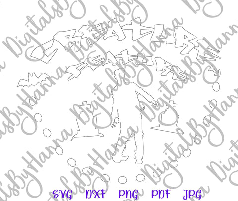Happy Halloween Creature Feature Zombie Print & Cut SVG Digitals by Hanna 