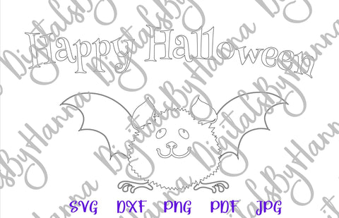 Happy Halloween Cute Baby Bat Print and Cut SVG Digitals by Hanna 