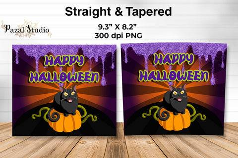 Happy Halloween Cute Cat In Pumpkin 20 oz Skinny Tumbler Wrap Sublimation Template Sublimation Pazal Studio 