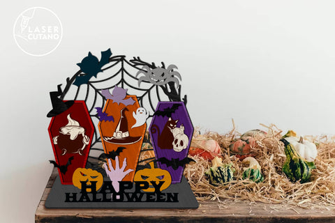 Happy Halloween Decoration Multilayer Laser Cut Files SVG LaserCutano 