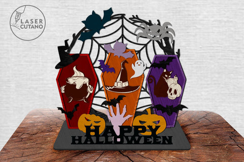 Happy Halloween Decoration Multilayer Laser Cut Files SVG LaserCutano 