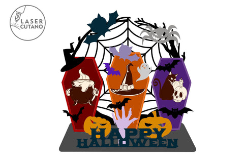 Happy Halloween Decoration Multilayer Laser Cut Files SVG LaserCutano 