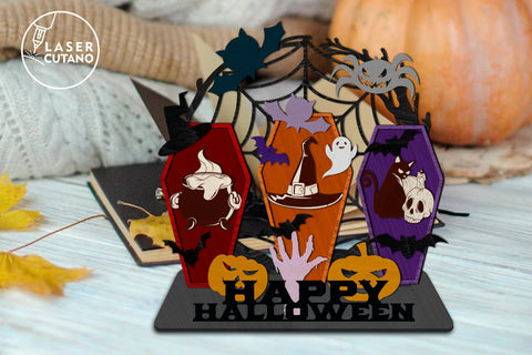 Happy Halloween Decoration Multilayer Laser Cut Files SVG LaserCutano 