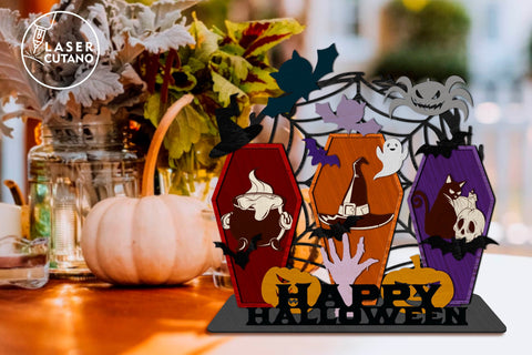 Happy Halloween Decoration Multilayer Laser Cut Files SVG LaserCutano 