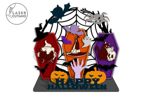 Happy Halloween Decoration Multilayer Laser Cut Files SVG LaserCutano 