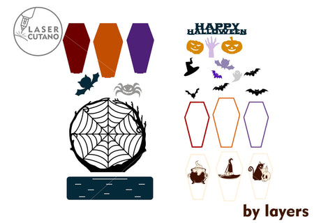 Happy Halloween Decoration Multilayer Laser Cut Files SVG LaserCutano 