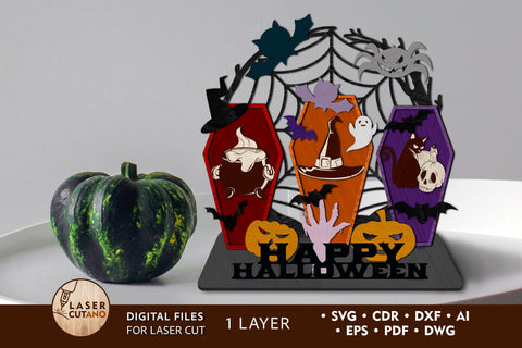 Happy Halloween Decoration Multilayer Laser Cut Files SVG LaserCutano 