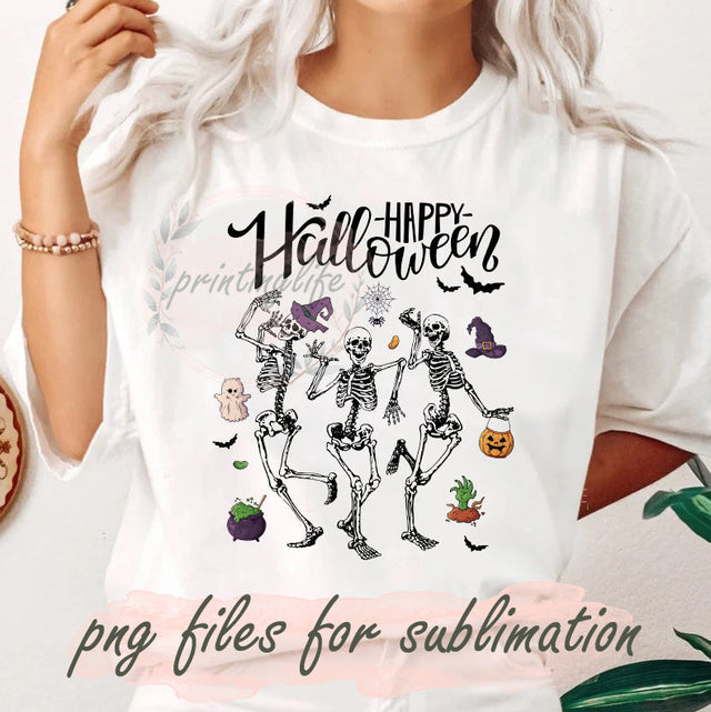 Happy Halloween Design Png, Skeleton Dancing Png, Halloween Pumpkin Png, Spooky Png, Funny Halloween, Halloween Skeleton Png, Halloween Png, Halloween Witches, Instant Download Sublimation PrintingLife 
