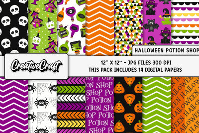Happy Halloween Digital Papers, scrapbook backgrounds designs holiday Digital Pattern CreativeCraftShop 
