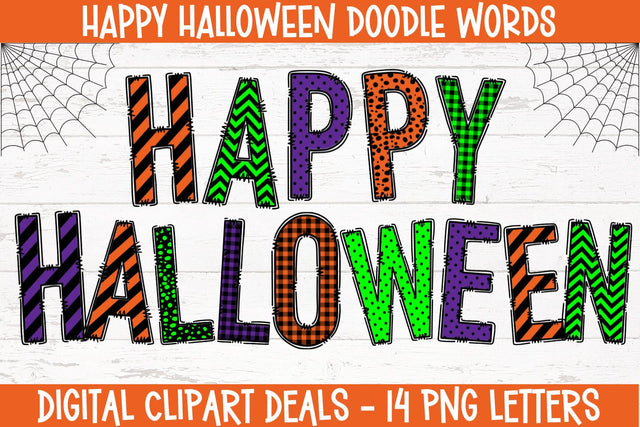 Happy Halloween Doodle Words - Sublimation Clipart Sublimation Digital Clipart Deals 