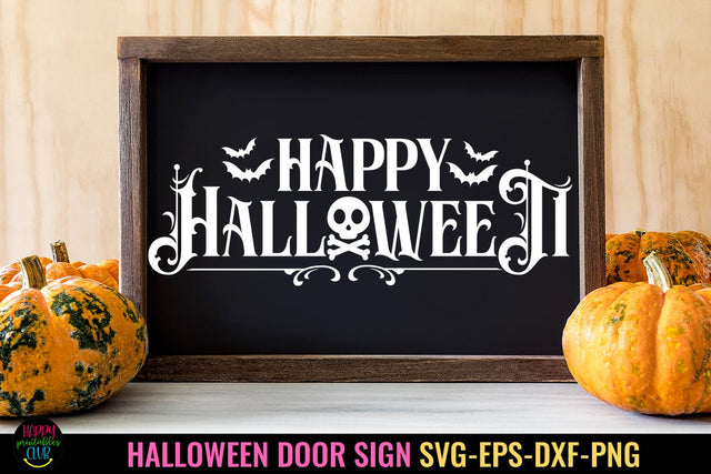 Happy Halloween Door Sign SVG I Halloween Door Hanger SVG SVG Happy Printables Club 