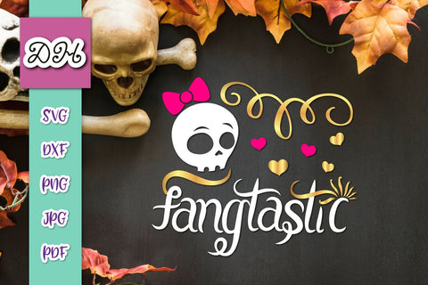 Happy Halloween Fangtastic Skull Print & Cut SVG Digitals by Hanna 