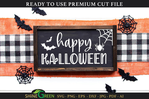 Happy Halloween Farmhouse Sign SVG Cut File SVG Shine Green Art 
