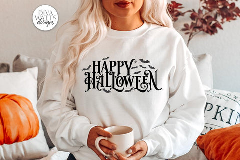 Happy Halloween Gothic SVG | Fall Spooky Design With Bats SVG Diva Watts Designs 