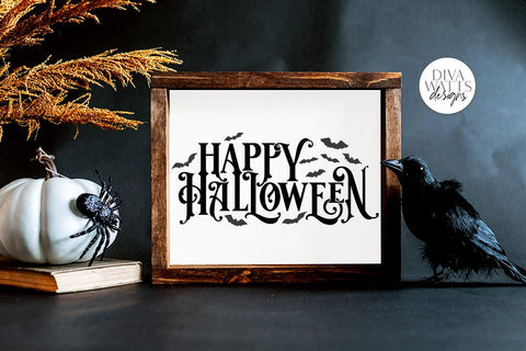 Happy Halloween Gothic SVG | Fall Spooky Design With Bats SVG Diva Watts Designs 
