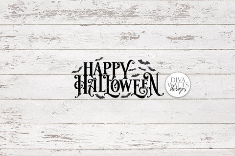 Happy Halloween Gothic SVG | Fall Spooky Design With Bats SVG Diva Watts Designs 