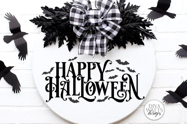 Happy Halloween Gothic SVG | Fall Spooky Design With Bats SVG Diva Watts Designs 