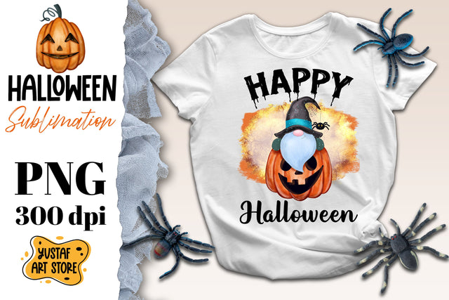 Happy Halloween. Halloween Gnome in a Pumpkin sublimation Sublimation Yustaf Art Store 