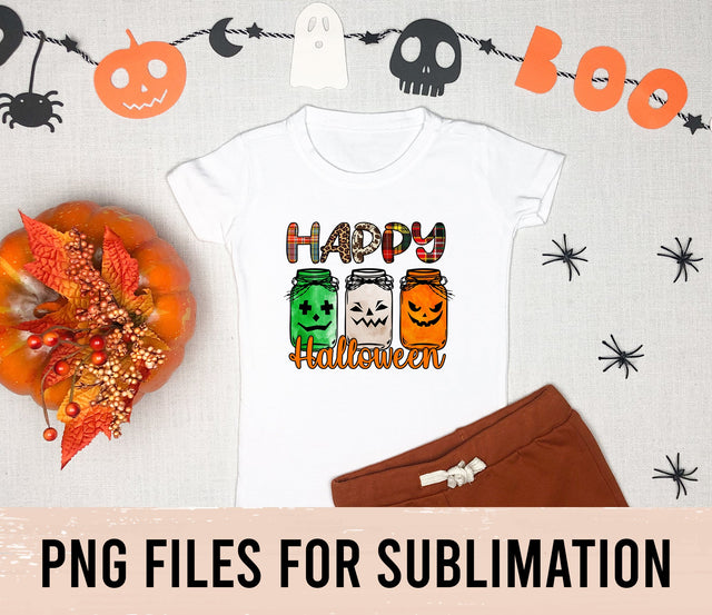 Happy Halloween Jars Png, Halloween Png, Western Halloween Png, Cowhide, Jars Png, Pumpkin Png,Digital Download,Halloween Sublimation Design SVG BOO-design 