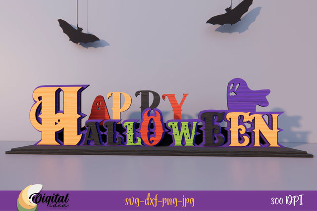 Happy Halloween | Layered Halloween Letter Stand 3D Design | Lettering SVG | Laser Cut SVG Evgenyia Guschina 