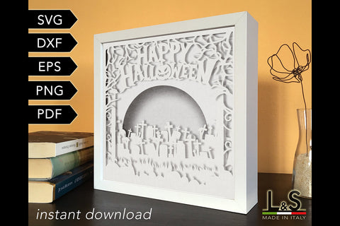 Happy Halloween Lightbox | 3D Shadow Box Svg Files 3D Paper Lights & Silhouettes 