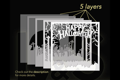 Happy Halloween Lightbox | 3D Shadow Box Svg Files 3D Paper Lights & Silhouettes 