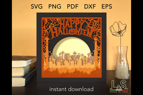 Happy Halloween Lightbox | 3D Shadow Box Svg Files 3D Paper Lights & Silhouettes 