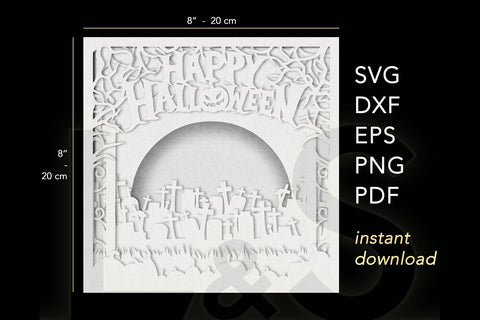 Happy Halloween Lightbox | 3D Shadow Box Svg Files 3D Paper Lights & Silhouettes 