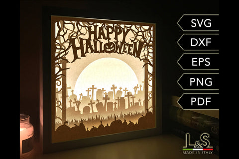 Happy Halloween Lightbox | 3D Shadow Box Svg Files 3D Paper Lights & Silhouettes 