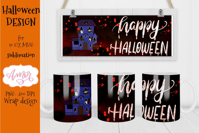 Happy Halloween mug sublimation design PNG Sublimation Amorclipart 