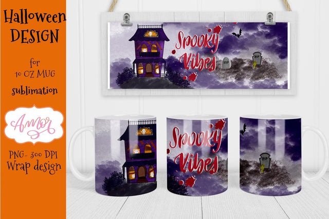 Happy Halloween mug sublimation design, spooky mug png Sublimation Amorclipart 
