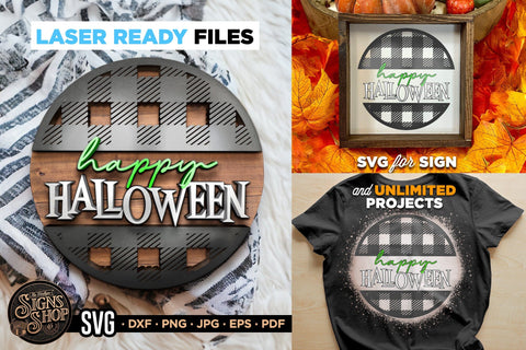 Happy Halloween Plaid | Halloween SVG Sign SVG The Vintage Signs Shop 
