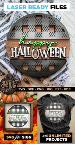 Happy Halloween Plaid | Halloween SVG Sign SVG The Vintage Signs Shop 