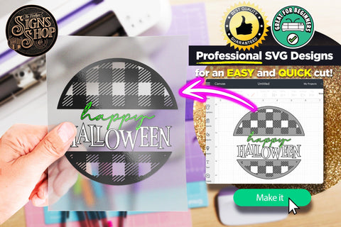 Happy Halloween Plaid | Halloween SVG Sign SVG The Vintage Signs Shop 