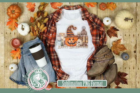Happy Halloween Pumpkin Watercolor Sublimation Sublimation QueenBrat Digital Designs 