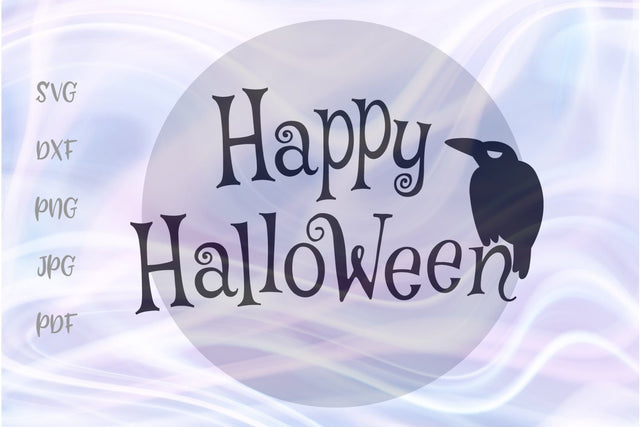 Happy Halloween Raven on The Moon SVG, PNG, DXF, PDF, JPG SVG Digitals by Hanna 