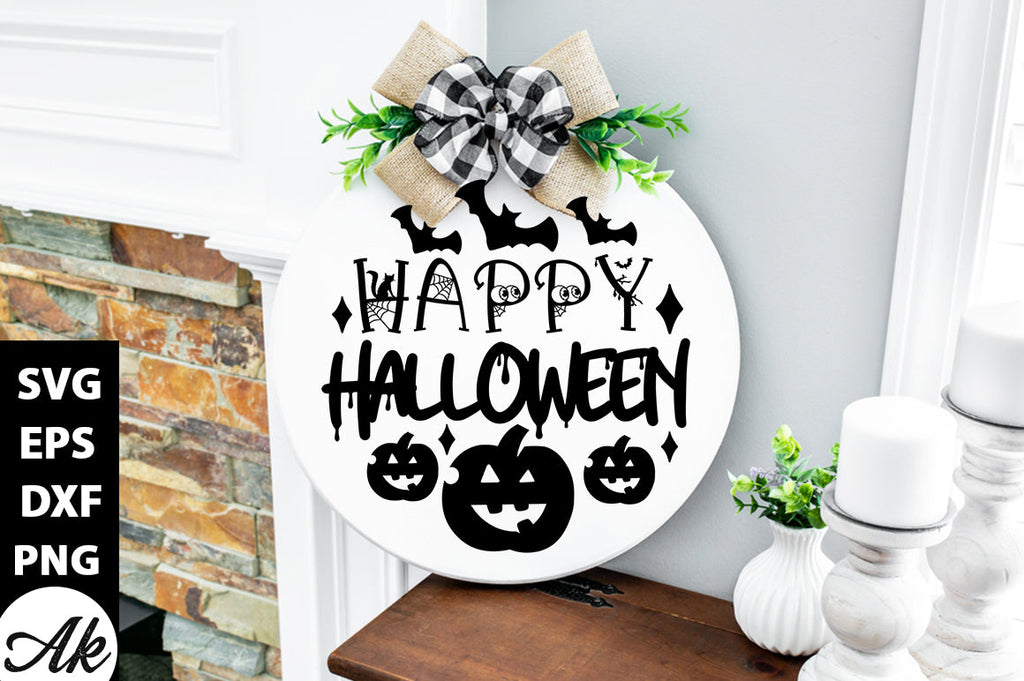 Happy halloween Round Sign - So Fontsy