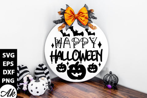 Happy Halloween Round Sign SVG akazaddesign 