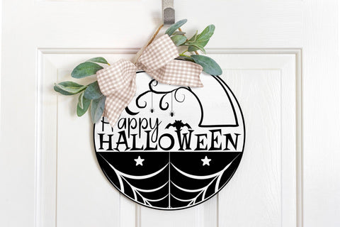 Happy Halloween Round Sign SVG Cut File SVG CraftLabSVG 
