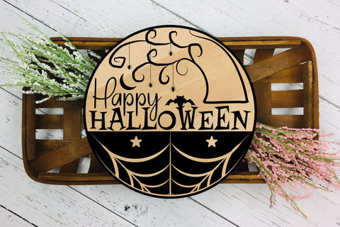 Happy Halloween Round Sign SVG Cut File SVG CraftLabSVG 