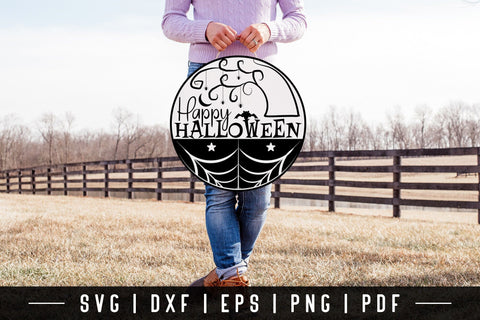 Happy Halloween Round Sign SVG Cut File SVG CraftLabSVG 